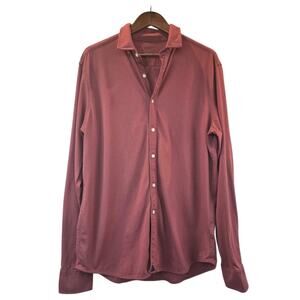 Untuckit Mens Burgundy Soft Long Sleeve Cotton Slim Fit Button Shirt Large Tall